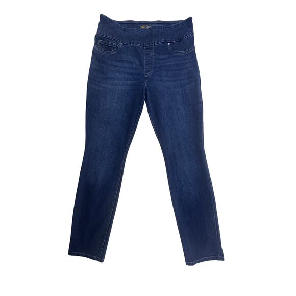 Lee Pull On Sculpting Jeans Slim Fit Slim Leg Mid Rise Blue Denim 14 Long 34x32 - Picture 1 of 10